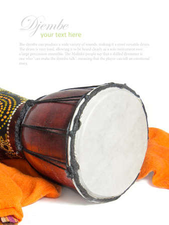ethnic drum isolated on white backgroundの写真素材