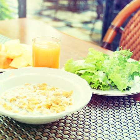 breakfast on a table vintage style