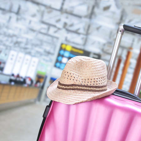 suitcase and hatの写真素材