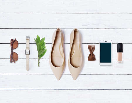 collection collage of women's accessoriesの写真素材