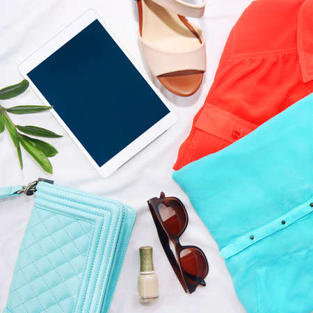 collection collage of women's clothingの写真素材