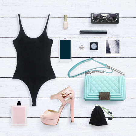 collection collage of women's clothingの写真素材