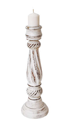 candlestick isolated on white background. Details of modern boho style eco design interiorの写真素材