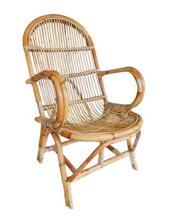 wicker chair isolated on white background. Details of modern boho, bohemian , scandinavian and minimal style . eco design interiorの写真素材