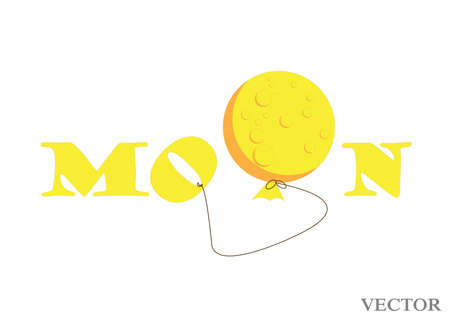 Moon fonts logo vector on dark background. Cartoon planet moon icon.のイラスト素材
