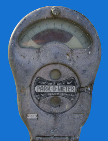 Parking meter on blue background.                  の写真素材