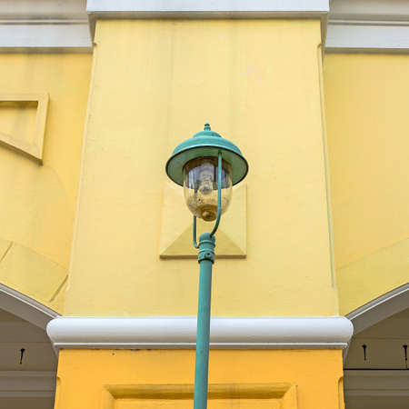 Beautiful street light in front of old building in thailandの写真素材