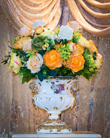 Colorful flower bouquet arrangement centerpiece in vaseの写真素材