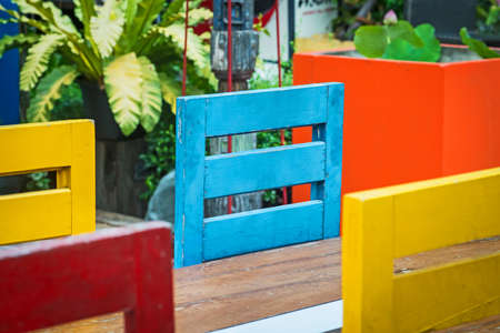 Old chair in many colorsの写真素材