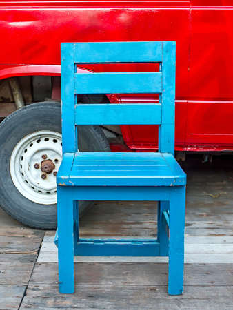 Old chair in blueの写真素材