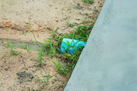 PVC pipe drainage in the garden.の写真素材