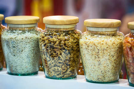 Fried anchovies in the jar.