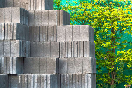 Gray bricks lots prior to construction.の写真素材
