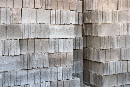 Gray bricks lots prior to construction.の写真素材