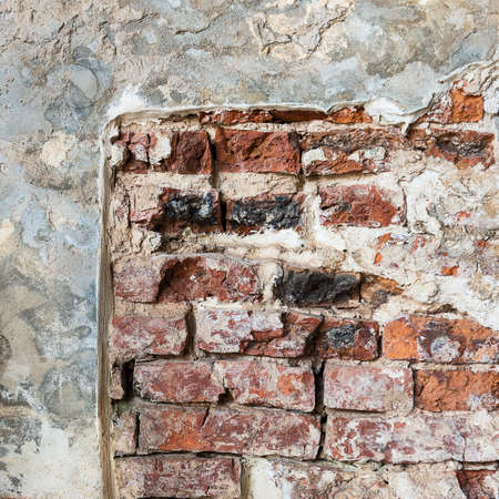 Texture of the brick wall of old red brick.の写真素材