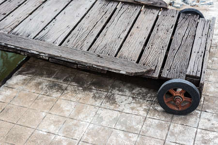 Wheel of the bridge down the waterfront.の写真素材