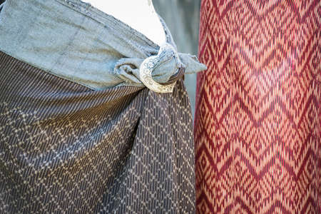 Thai tradition silk dress.Asia beautiful custom.の写真素材