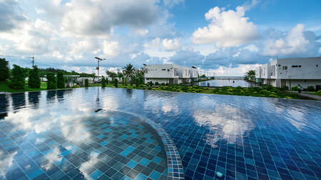 Luxury Pararesort. Swimming Pool and sea, Enjoying Summer Travel Vacation At Hotel In thailand,...