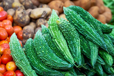 bitter gourd, Healthy vegetables, home grown vegetables product.