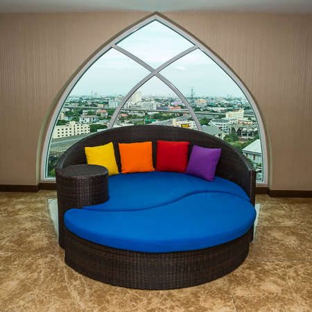 Modern sofa with pillow pattern decoration contemporary.