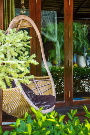 Rattan chair rattan hanging house terrace Styles and concepts of furniture that are environmentally friendlyの写真素材