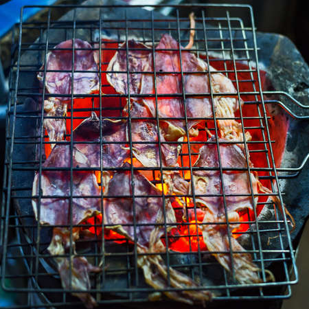 Grilled dried squid favorite street food in Thailand.の写真素材