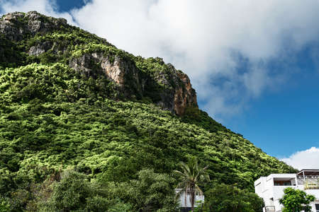 Mountains, cliffs and blue skies in the rainy season of Thailand.