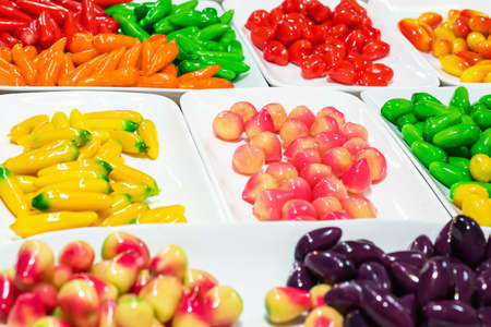 Ball plated dessert, colorful thai dessert, Traditional Thai desserts.の写真素材