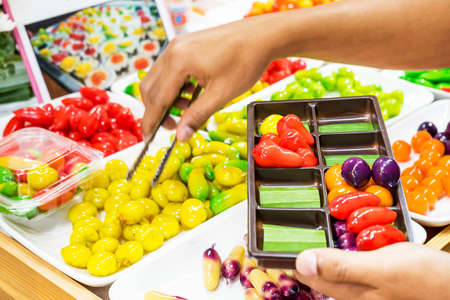 Ball plated dessert, colorful thai dessert, Traditional Thai desserts.の写真素材