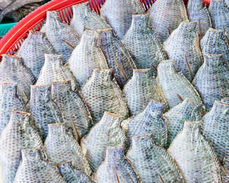 Oreochromis niloticus, cleaned, ready for sale.の写真素材