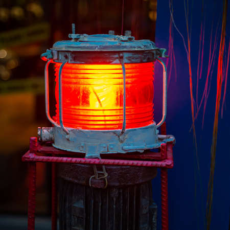 Artistic view of a lamp made from scrap metal.の写真素材