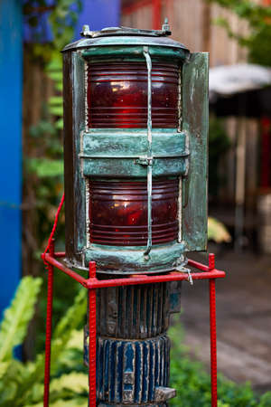 Artistic view of a lamp made from scrap metal.の写真素材
