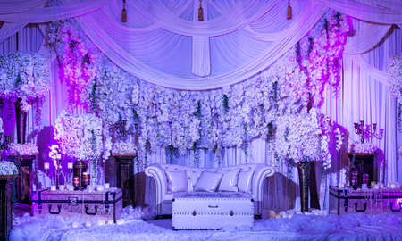 Party photo corner for attendees to take photos, romantic, modern, vintage style.の写真素材