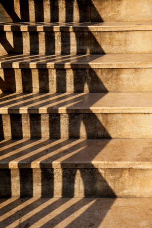 The light hits the concrete stairs.の写真素材