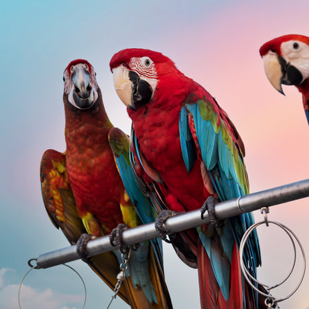 The beauty of macaws The breeder brought it to show and brought it to fly on a sunny day.