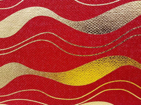 Top view of abstract texture with red and silver curve pattern for invitation card design...