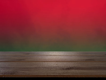 Top view, wooden table blurred pink green background texture design blank for text, Web background idea or brochure, illustration, product, gradiant wallの写真素材