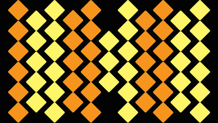 Top view, Pattern orange yellow geometric squares isolated black background texture for graphic...