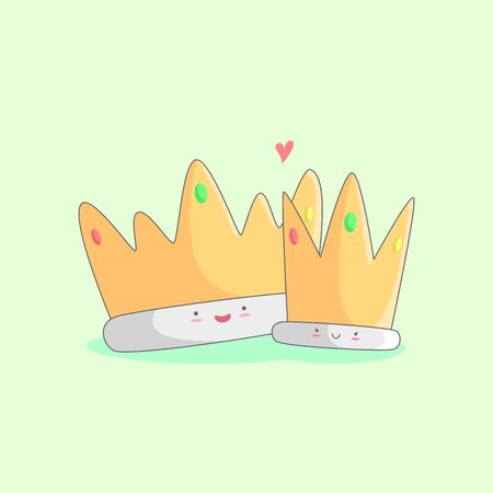 A couple of king and queen couple love cartoon illustrationのイラスト素材