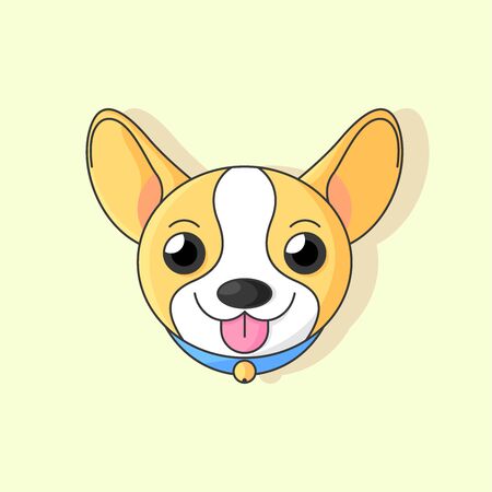 A cute smiling corgi puppy logoのイラスト素材