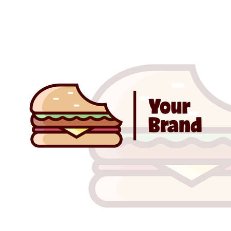 BURGER BITEN CARTOON LOGO FOR CULINARY BUSINESSのイラスト素材