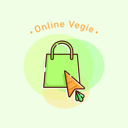ONLINE VEGETABLE SHOP CARTOON LOGO FOR BUSINESSのイラスト素材