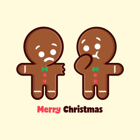 FUNNY EXPRESSION GINGER BREAD EATING HIS FRIEND ARMのイラスト素材