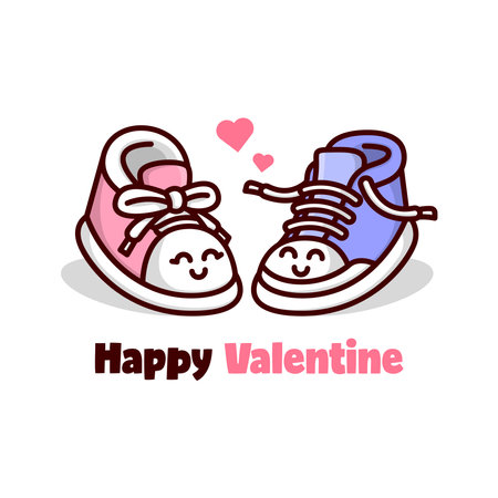 CUTE A COUPLE OF SHOES FEELING LOVELY IN VALENTINE DAYのイラスト素材