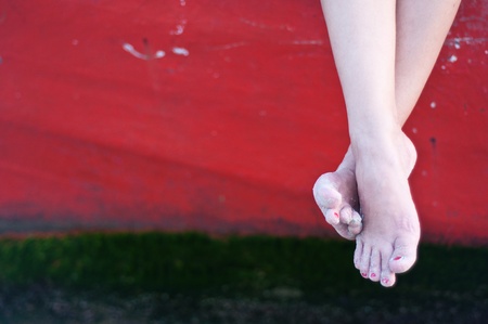 sitting relax hanging footsの写真素材