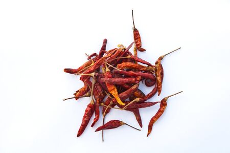dry chilli thai's style on withe backgroundの写真素材