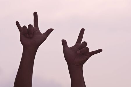 silhouette hand mean of loveの写真素材