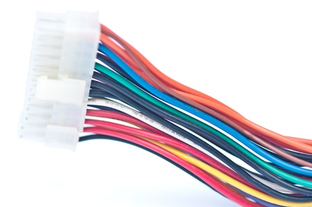 electronic computer wire in white background