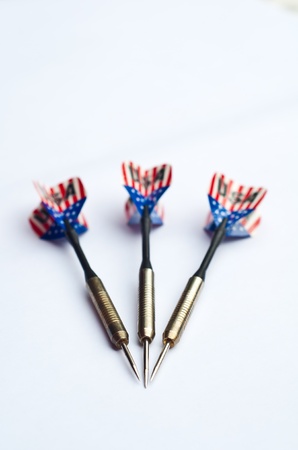 darts with isolated white backgroundの写真素材