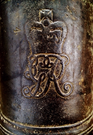 Antique cannon monogram detail